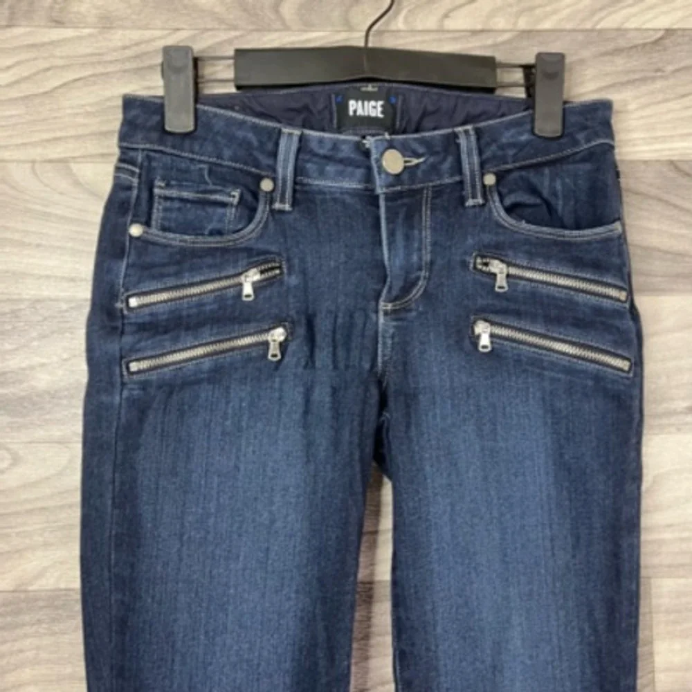 Paige Womens Slim‎ Skinny Jeans Blue Dark Wash Mid Rise Zip Pockets Denim 25